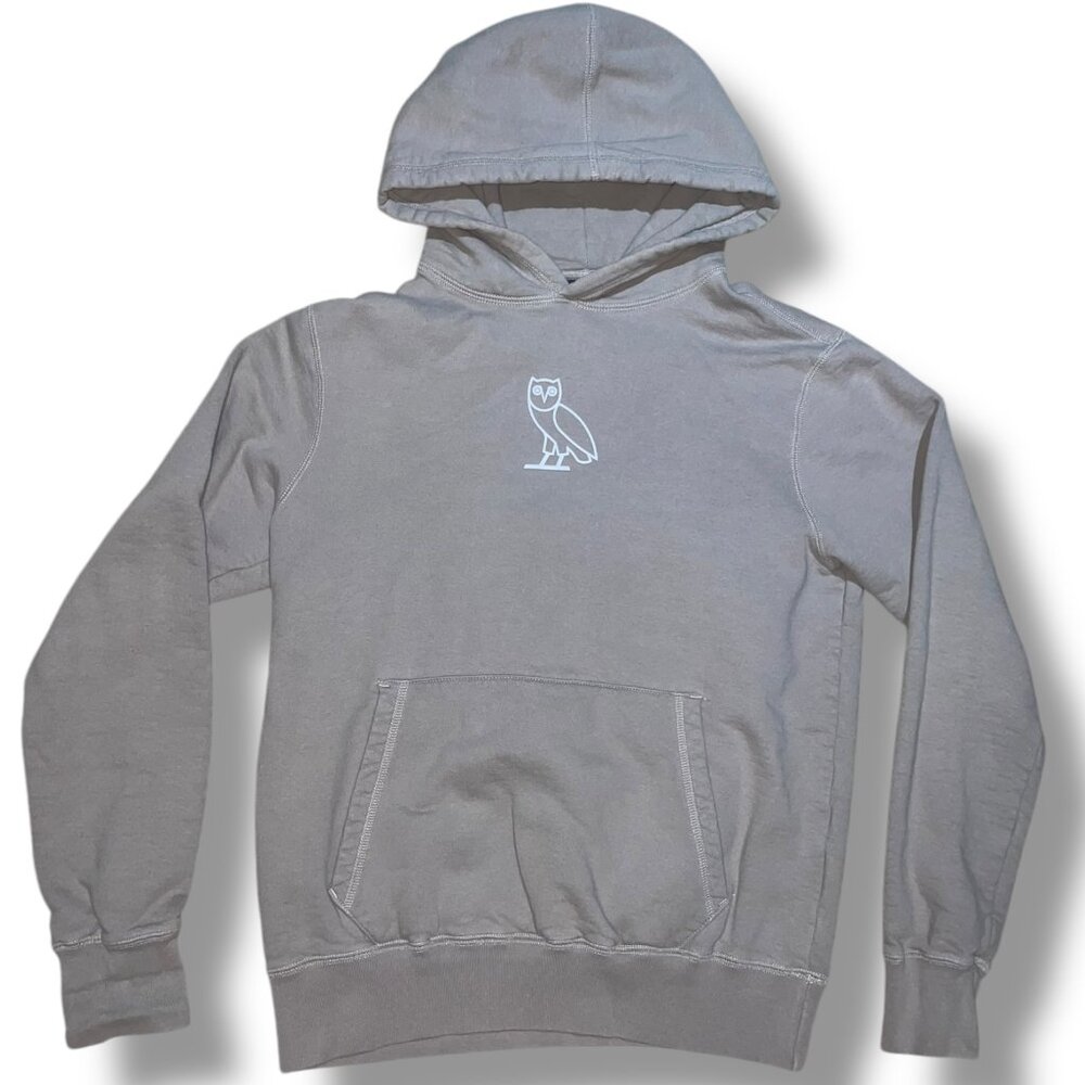 October’s Very Own (OVO) Classic Owl Logo Hoodie – Tan cream color, Size Small